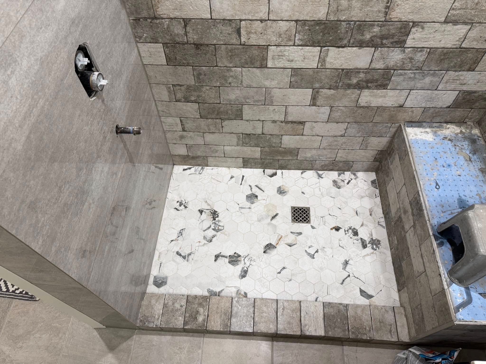 Completed bathroom tile project